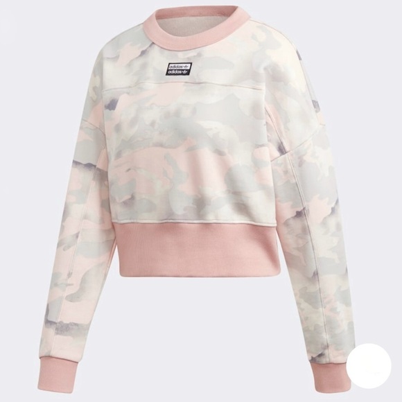 NWT Adidas Originals Camo Cropped Lounge sweatshirt Long Sleeves Top Size L NEW - Picture 5 of 8